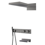 Душевая система для ванны с термостатом Boheme Zodiac 133-2-GM, графит фото 