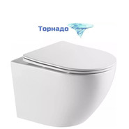 Унитаз подвесной безободковый Azario Grado AZ-0046-UQ1 с тонкой крышкой микролифт (Система смыва торнадо) фото 
