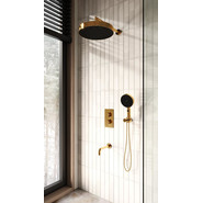 Душевая система для ванны с термостатом Boheme Cell 427-G  + 134-3-G + 625-G (со скрытой частью) золото фото 2