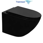 Унитаз подвесной безободковый Azario Grado AZ-0046-UQ3-MB с крышкой микролифт, чёрный матовый (Система смыва торнадо) фото 