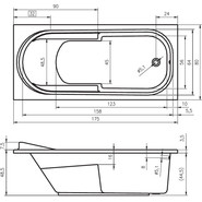 Ванна акриловая Riho COLUMBIA 175x80 см BA0400500000000, Размер - мм: 1750х800 фото 2
