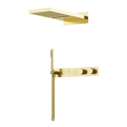 Душевая система для душа с термостатом Sancos Linn SC9023BG, брашированное золото фото 