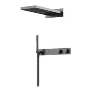 Душевая система для душа с термостатом Sancos Linn SC9023GG, вороненая сталь фото 