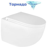 Унитаз подвесной безободковый Azario Terso AZ-092E-UQ3 (система смыва Торнадо) с тонкой крышкой микролифт фото 
