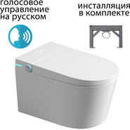 Инсталляция с подвесным унитазом комплект: Abber AC0101P2 с подвесным импульсным унитазом-биде Bequem AC1123SR с крышкой микролифт фото 