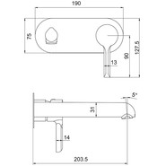 Смеситель для раковины настенный Gappo G1003-26, черный/хром фото 6