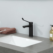 Смеситель для раковины с локтевой (хирургической) ручкой Gappo G1021-6, черный, Цвет производителя: чёрный фото 2