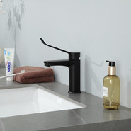 Смеситель для раковины с локтевой (хирургической) ручкой Gappo G1021-6, черный, Цвет производителя: чёрный фото 4