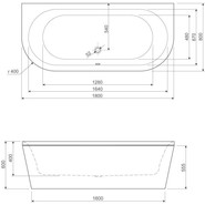 Ванна акриловая Cezares Metauro Wall 180x80 см METAURO-wall-180-80-40 фото 3