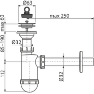 Сифон для умывальника Alcadrain A410 DN32 (AG210512432) фото 
