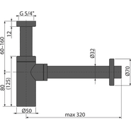 Сифон для умывальника AlcaPlast A400BLACK DESIGN DN32 фото 2