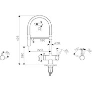 Смеситель для кухни Omoikiri Kanto-PVD-LG 4994014, светлое золото/черный фото 2