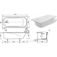 Ванна каменная Эстет Альфа 180х80 см ФР-00001311 фото 2