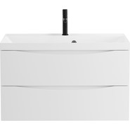 Тумба подвесная с раковиной BelBagno MARINO-800-2C-SO-BL-P 80 см, Bianco Lucido фото 