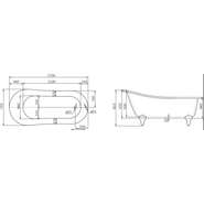 Ванна отдельностоящая BelBagno BB06-1700 170х76 см, Размер - мм: 1700х800 фото 3