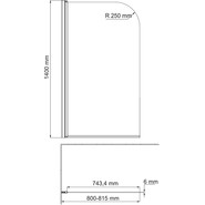 Шторка для ванны WasserKraft Leine 80 см 35P01-80, хром/прозрачное фото 3