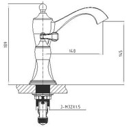 Смеситель для раковины Timo Unari 7511/04F, черный антик/золото фото 2
