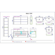 Тумба подвесная со столешницей Aqwella 5 Stars Mobi 120 см MOB0112W/MOB0712BS, белый/бетон светлый фото 4
