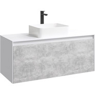 Тумба подвесная со столешницей Aqwella 5 Stars Mobi 120 см MOB0112W/MOB0712BS, белый/бетон светлый фото 