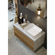 Тумба подвесная со столешницей Aqwella 5 Stars Mobi 120 см MOB0112BS/MOB0712DB, бетон светлый/дуб балтийский фото 4