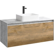 Тумба подвесная со столешницей Aqwella 5 Stars Mobi 120 см MOB0112BS/MOB0712DB, бетон светлый/дуб балтийский фото 