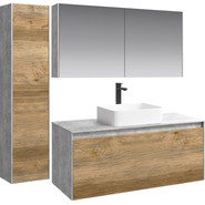 Тумба подвесная со столешницей Aqwella 5 Stars Mobi 120 см MOB0112BS/MOB0712DB, бетон светлый/дуб балтийский фото 2