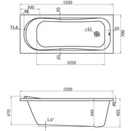 Ванна акриловая Santek Тенерифе 150x70 см 1.WH30.2.213, Размер - мм: 1500х700 фото 5