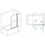 Шторка для ванны RGW SC-15B 80 см 06111408-14 (стекло 8 мм), черный/прозрачное фото 2