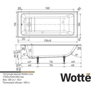 Ванна чугунная Wotte Line 170х70 см фото 3