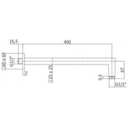 Кронштейн стеновой для верхнего душа Paffoni Quadro 400 мм ZSOF063NO, чёрный матовый фото 2