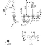 Смеситель для ванны Cezares LEAF-BVDM4-NOP, черный матовый, Цвет производителя: чёрный матовый фото 2