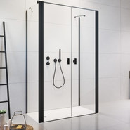 Душевое ограждение Radaway Nes 8 Black DWD+2S 100x90 см (стекло 8 мм), черный/прозрачное фото 