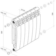 Радиатор Royal Thermo Biliner Alum 500 Bianco Traffico 480х580 мм (6 секций) фото 5