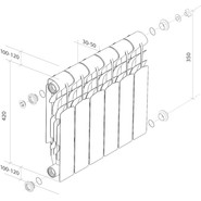 Радиатор Royal Thermo Revolution 350 480х420 мм (6 секций) фото 5