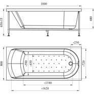 Ванна гидромассажная Радомир Николь 180x80 см (Гидромассаж "Актив") фото 2