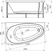 Ванна гидромассажная Радомир Орсини 160x90 см L (Гидромассаж "Люкс" Chrome) фото 2