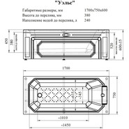 Ванна гидромассажная Радомир Уэльс 170x75 см (Гидромассаж "Стандарт" Gold) фото 2
