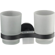 Стакан двойной для зубных щеток Haiba HB8708, цвет чёрный матовый фото 