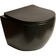 Унитаз подвесной безободковый SantiLine SL-5018MB с крышкой микролифт, черный матовый, Цвет производителя: чёрный матовый фото 