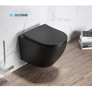 Унитаз подвесной безободковый SantiLine SL-5018MB с крышкой микролифт, черный матовый, Цвет производителя: чёрный матовый фото 4