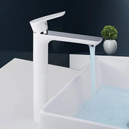 Смеситель для раковины высокий Gappo Noar G1048-2, белый/хром фото 3