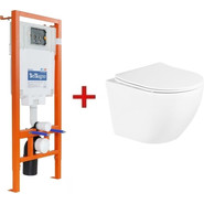 Инсталляция BelBagno BB002-80 с подвесным безободковым унитазом BelBagno Uno BB3105CHR/SC фото 