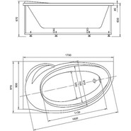 Ванна акриловая Azario Paolina 170x97 см R AV.0071170 фото 4