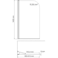 Шторка для ванны WasserKraft Berkel 80 см 35P01-80W Fixed, белый/прозрачное фото 2