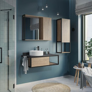 Тумба подвесная с раковиной Comforty Лиссабон 95 см L, дуб тёмный фото 2