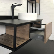 Тумба подвесная с раковиной Comforty Лиссабон 95 см R, дуб тёмный фото 6