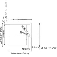 Поддон каменный WasserKraft Wiese 90х90 см 84T03, серый матовый фото 2