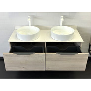 Тумба подвесная с раковинами Comforty Порто 120-2 см, дуб дымчатый фото 