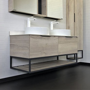 Тумба подвесная с раковинами Comforty Порто 120-2 см, дуб дымчатый фото 6