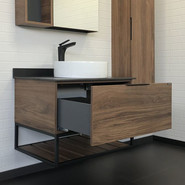 Тумба подвесная с раковиной Comforty Порто 75 см, дуб тёмно-коричневый фото 